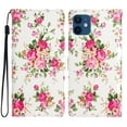 thumbnail image 1 of Allytechgroup Pattern Wallet Flip Case for iPhone 12 Mini, Premium PU Leather Kickstand Card Slots Cover Case with Wrist Strap Magnetic Clasp Shockproof Anti-Scratch Case, Red Flower, 1 of 8
