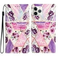 thumbnail image 1 of Allytechgroup Pattern Wallet Flip Case for iPhone 12 Pro / 12 6.1", Premium PU Leather Kickstand Card Slots Cover Case with Wrist Strap Magnetic Clasp Shockproof Anti-Scratch Case, Purple Flower, 1 of 8
