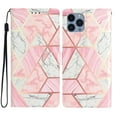 thumbnail image 1 of Allytechgroup Pattern Wallet Flip Case for iPhone 13 Pro, Premium PU Leather Kickstand Card Slots Cover Case with Wrist Strap Magnetic Clasp Shockproof Anti-Scratch Case, Pink Marble, 1 of 8