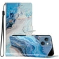 thumbnail image 1 of Allytechgroup Pattern Wallet Flip Case for iPhone 15 Plus, Premium PU Leather Kickstand Card Slots Cover Case with Wrist Strap Magnetic Clasp Shockproof Anti-Scratch Case, Blue Marble, 1 of 8