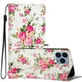 thumbnail image 1 of Allytechgroup Pattern Wallet Flip Case for iPhone 15 Pro Max, Premium PU Leather Kickstand Card Slots Cover Case with Wrist Strap Magnetic Clasp Shockproof Anti-Scratch Case, Red Flower, 1 of 8