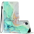 thumbnail image 1 of Allytechgroup Pattern Wallet Flip Case for iPhone XR, Premium PU Leather Kickstand Card Slots Cover Case with Wrist Strap Magnetic Clasp Shockproof Anti-Scratch Case, Green Marble, 1 of 8