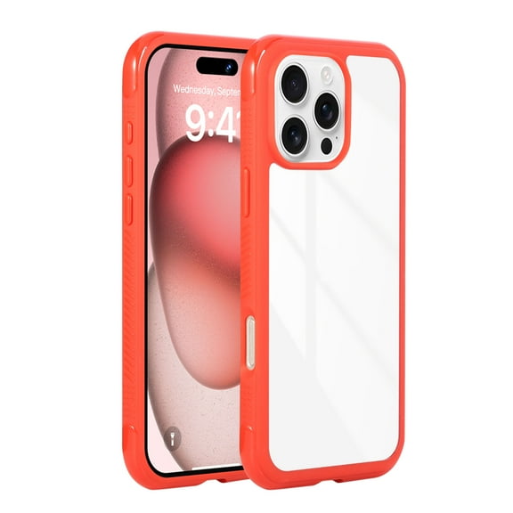 Allytechgroup Phone Case for Apple iPhone 13 Pro Max, Slim Fit Clear iPhone 13 Pro Max Case, Lightweight Shockproof Back Cover, Anti-Scratch & Anti-Fingerprint iPhone 13 Pro Max Cover,Red