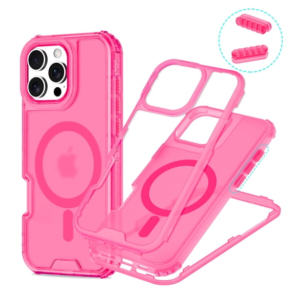 Allytechgroup Phone Case for Apple iPhone 15 Pro Max, Shockproof iPhone 15 Pro Max Case with Translucent Back Cover, Compatible with MagSafe, Matte TPU + PC iPhone 15 Pro Max Cover, Pink