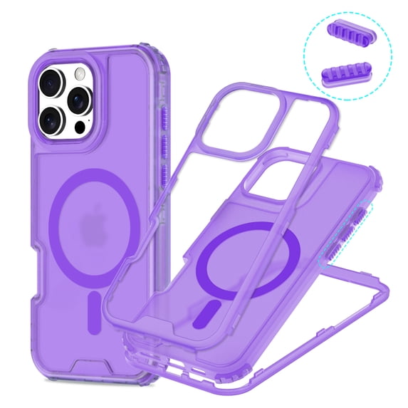 Allytechgroup Phone Case for Apple iPhone 15 Pro Max, Shockproof iPhone 15 Pro Max Case with Translucent Back Cover, Compatible with MagSafe, Matte TPU + PC iPhone 15 Pro Max Cover, Purple