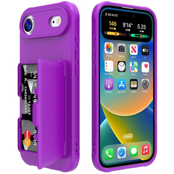 Allytechgroup Phone Case for Apple iPhone Air,Shockproof iPhone Air Case with Credit Card Slots, Hidden Makeup Mirror Stand Anti-Scratch Protection PC iPhone Air Cover,Darkpurple