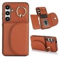 thumbnail image 1 of Allytechgroup Phone Case for Samsung Galaxy A15 5G, PU Leather Galaxy A15 Cover with Card Holder, Rotating Ring Stand PU Leather Shockproof Anti-Scratch Wallet Case for Women Men,Brown, 1 of 7