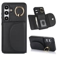 thumbnail image 1 of Allytechgroup Phone Case for Samsung Galaxy S21, PU Leather Galaxy S21 Cover with Card Holder, Rotating Ring Stand PU Leather Shockproof Anti-Scratch Wallet Case for Women Men,Black, 1 of 7