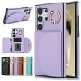 thumbnail image 1 of Allytechgroup Phone Case for Samsung Galaxy S24 Ultra, PU Leather Galaxy S24 Ultra Cover with Card Holder, Rotating Ring Stand PU Leather Shockproof Anti-Scratch Wallet Case for Women Men,Purple, 1 of 7