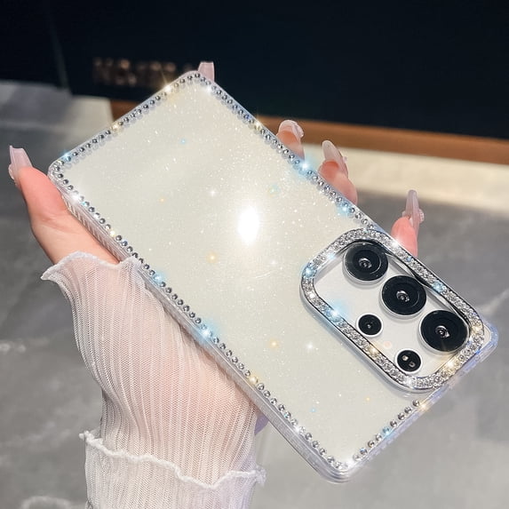 Allytechgroup Phone Case for Samsung Galaxy S25+ Plus, Glitter Samsung Galaxy S25+ Cover with Rhinestone, Full Protection, Soft TPU Frame Fashionable & Shockproof Samsung Galaxy S25+ Case, Clear