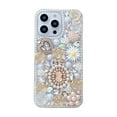 thumbnail image 1 of Allytechgroup Phone Case for iPhone 14 Plus, 3D Pearls & Flower Love Heart Backplane Luxury Sparkle Girly Elegant Protective Shockproof Anti-drop for Women Girls, Silver, 1 of 11