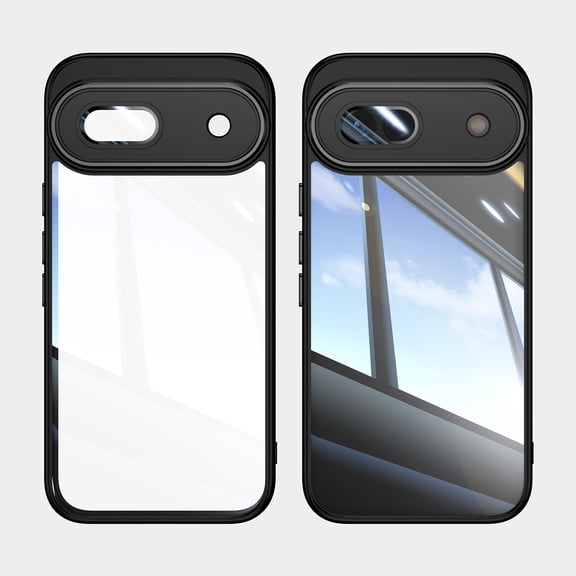 Allytechgroup Pixel 8A Clear Back Cover Case with Lens Protector, Anti-Yellow Shockproof Bumper AntI-Scratch Drop Proof Full Body Protective Phone Case for Google Pixel 8A, Black