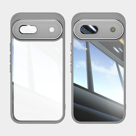 Allytechgroup Pixel 9 Clear Back Cover Case with Lens Protector, Anti-Yellow Shockproof Bumper AntI-Scratch Drop Proof Full Body Protective Phone Case for Google Pixel 9, Gray