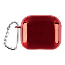 Allytechgroup Plating Frame Case for AirPods 4, AirPods 4th Generation Case Cover with Keychain Support Wireless Charging Shockproof Protective Compatible with Apple AirPods 4th Generation 2024, Red