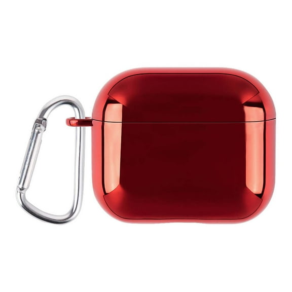 Allytechgroup Plating Frame Case for AirPods 4, AirPods 4th Generation Case Cover with Keychain Support Wireless Charging Shockproof Protective Compatible with Apple AirPods 4th Generation 2024, Red