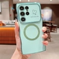 thumbnail image 1 of Allytechgroup Plating Frame Case for Samsung Galaxy S22 Ultra, Curly Wave Frame Support Wireless Charging Shockproof Magnetic Back Cover for Samsung Galaxy S22 Ultra Women Girls, Green, 1 of 1