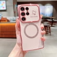 thumbnail image 1 of Allytechgroup Plating Frame Case for Samsung Galaxy S25, Curly Wave Frame Support Wireless Charging Shockproof Magnetic Back Cover for Samsung Galaxy S25 Women Girls, Pink, 1 of 1