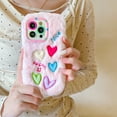 thumbnail image 1 of Allytechgroup Plush Case for iPhone 15 Pro Max, Cute Big Heart with Love Camera Lens Kickstand for Girls Women Soft TPU Shockproof Protective Girly for iPhone 15 Pro Max, Pink, 1 of 6
