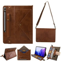 Allytechgroup Portfolio Carrying Bag Case for Samsung Galaxy Tab S10 FE 13.1" 2025, Document Notes Pocket Stand Shoulder Strap Protective Case Cover for Galaxy Tab S10 FE Plus SM-X620, Brown