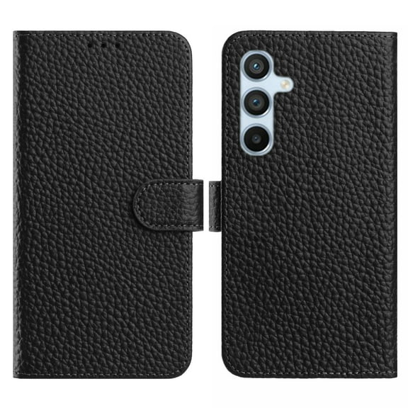 Allytechgroup Premium Flip Case for Samsung Galaxy A24 4G, TPU Faux Leather with Anti-Scratch, Shock-Absorbent Protection & Credit Card Slot Stand Wallet Phone Rugged Cover for Women Men, Black