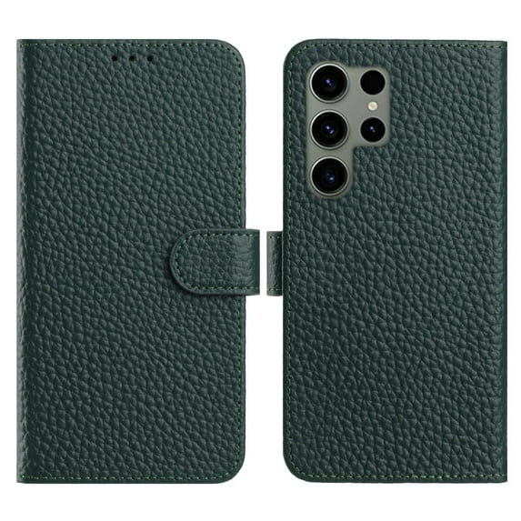 Allytechgroup Premium Flip Case for Samsung Galaxy S22 Ultra, TPU Faux Leather with Anti-Scratch, Shock-Absorbent Protection & Credit Card Slot Stand Wallet Phone Rugged Cover for Women Men, Green