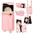 thumbnail image 1 of Allytechgroup Premium Galaxy Z Flip 6 5G Case Wallet - Stylish Phone Case for Samsung Galaxy Z Flip 6 with Ring Holder Shoulder Strap Hand Strap RFID Blocking Case for Girls Women, Pink, 1 of 8