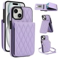thumbnail image 1 of Allytechgroup Premium Phone Case for Apple iPhone 13, Wallet iPhone 13 Case with Card Holder, Crossbody Strap, Stand Feature, Shockproof PU Leather RFID Blocking Cover,Purple, 1 of 8