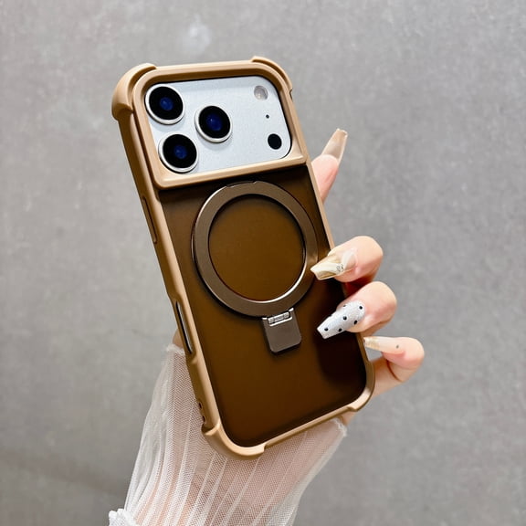 Allytechgroup Protective Back Cover Case for Apple iPhone 17, Rugged Shock-Absorbent PC+TPU Anti-Scratch Anti-Fingerprint Non-Slip Kickstand Basic Case Dust/Dirt Proof Bumper, Desertgold