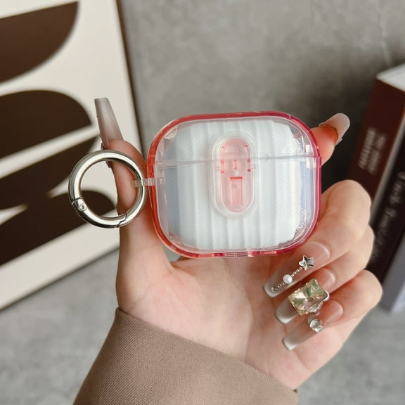 Allytechgroup Protective Case for Apple Airpods Pro 2019, Hard Shell with Keychain Ring, Shockproof Dustproof Portable Protective AirPods Pro 1st Gen Case Cover for Women and GirlsClear+Pink