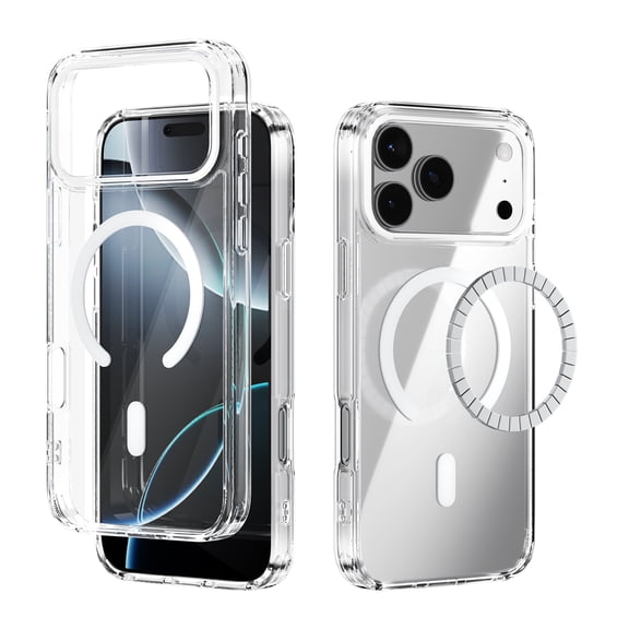 Allytechgroup Protective Case for Apple iPhone 16 Plus, Magnetic Back Cover with PC+TPU Shock-Absorbent Frame, Anti-Scratch Glossy Finish Rugged Support Wireless Charging for Women Men, White