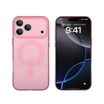 Allytechgroup Protective Case for Apple iPhone 17 Pro Max, Stylish Matte Back Cover Slim Fit Shell [Compatible with Magsafe] Anti-Scratch Bumper Rugged Shockproof Phone Case for Women Men, Pink