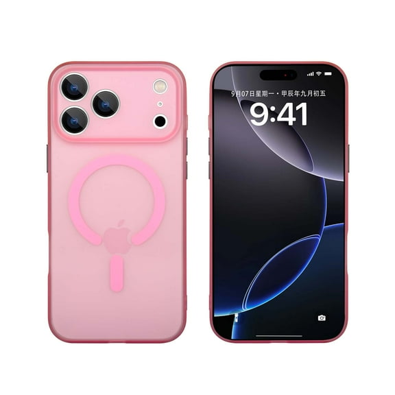 Allytechgroup Protective Case for Apple iPhone 17 Pro Max, Stylish Matte Back Cover Slim Fit Shell [Compatible with Magsafe] Anti-Scratch Bumper Rugged Shockproof Phone Case for Women Men, Pink