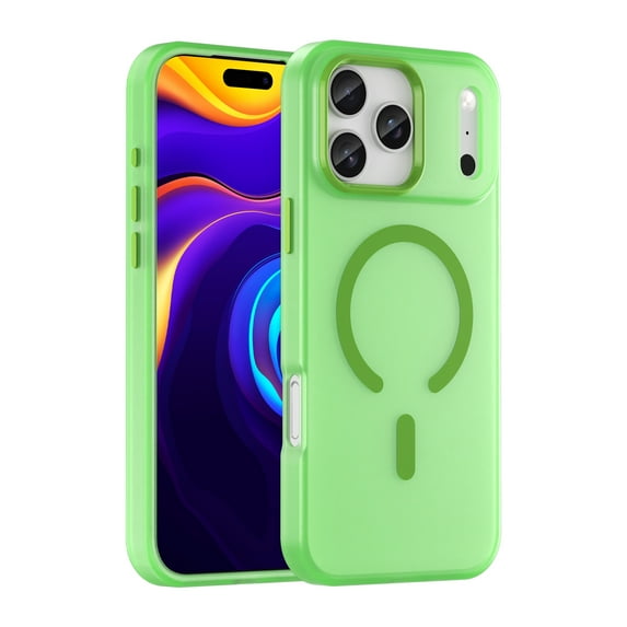 Allytechgroup Protective Case Cover for Apple iPhone 17 Pro Max, PC+TPU Anti-Scratch Shock-Absorbent Anti-Fingerprint Non-Slip Support Wireless Charging Matte Shockproof Magnetic Back Cover, Green