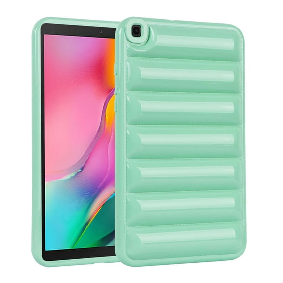 Allytechgroup Protective Case for Samsung Galaxy Tab A 8.0 Inch 2019 SM-T290 T295 T297, Shockproof Puffy Bumper Cover with Soft Flexible Back, Lightweight Stand Case for Women & Kids, Green