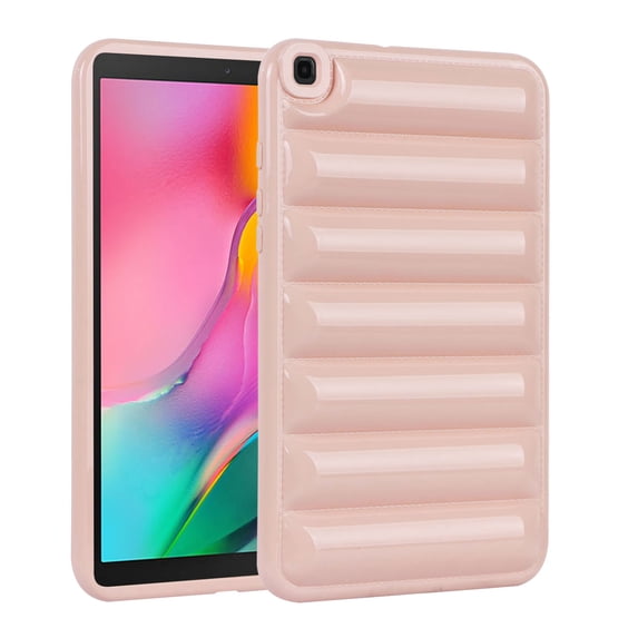 Allytechgroup Protective Case for Samsung Galaxy Tab A9 8.7" SM-X110 X115, Shockproof Puffy Bumper Cover with Soft Flexible Back, Lightweight Stand Case for Women & Kids, Pink