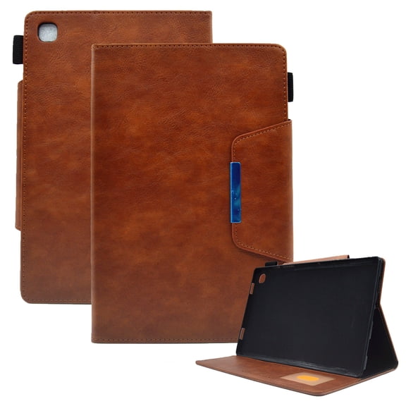 Allytechgroup Protective Flip Case for Samsung Galaxy Tab A11+/A9+ 11 Inch, Lightweight Premium PU Leather Flip Cover Multi Angle Viewing Stand Shockproof Case Cover for Women Men, Brown