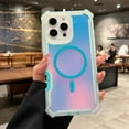 thumbnail image 1 of Allytechgroup Protective Phone Case for Apple iPhone 15 Plus, Stylish MagSafe Compatible Phone Cover with Shockproof Bumper & Iridescent Gradient Design, Bluegreen, 1 of 7