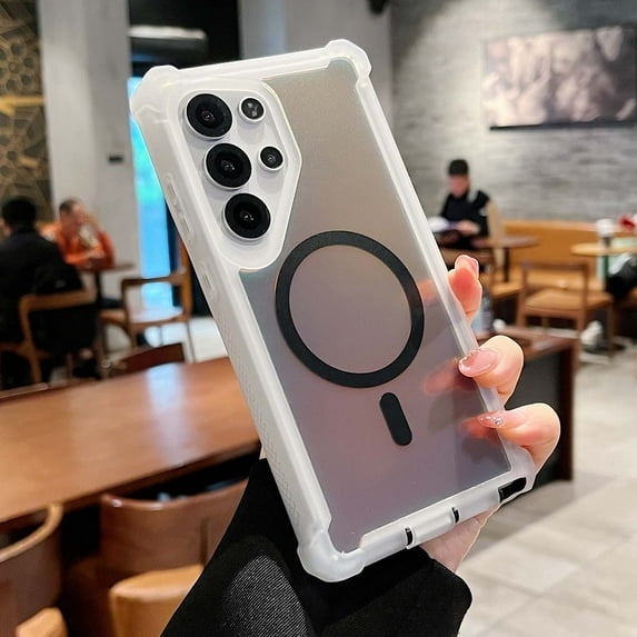 Allytechgroup Protective Phone Case for Samsung Galaxy S25, Stylish MagSafe Compatible Phone Cover with Shockproof Bumper & Iridescent Gradient Design, Black