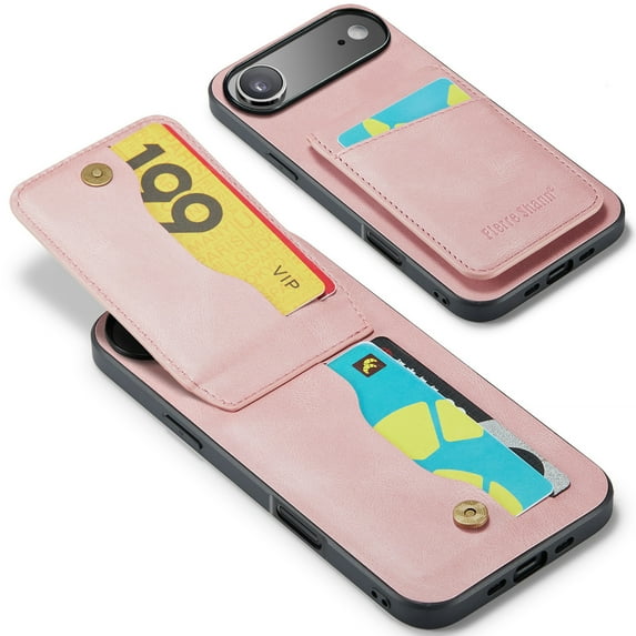 Allytechgroup Retro Wallet Case for Apple iPhone Air, RFID Blocking Cards Holder Kickstand Bumper Shockproof Anti-Scratch Premium PU Leather TPU Back Cover for iPhone Air Women Men, Pink