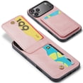thumbnail image 1 of Allytechgroup Credit Card Slot PU Leather Hard Shell Back Cover Cell Phone Case with Protective Case Cover for Apple iPhone 17 Pro, Pink, 1 of 8