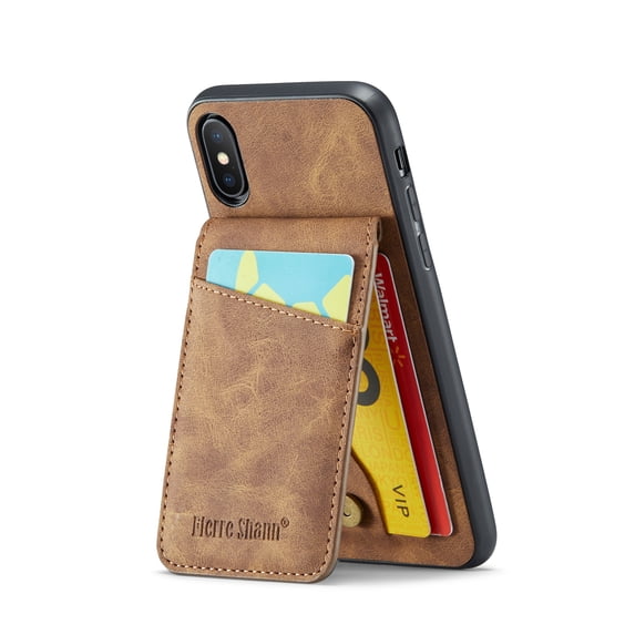 Allytechgroup Retro Wallet Case for Apple iPhone XS Max, RFID Blocking Cards Holder Kickstand Bumper Shockproof Anti-Scratch Premium PU Leather TPU Back Cover for Women Men, Brown