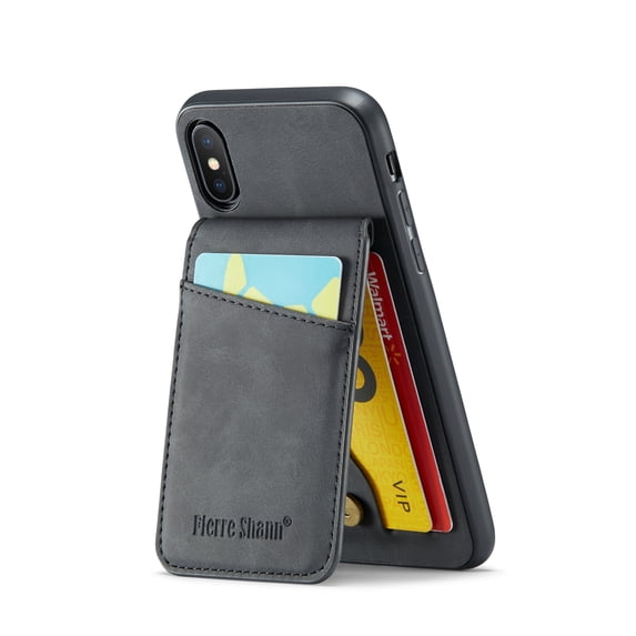 Allytechgroup Retro Wallet Case for Apple iPhone XS/X, RFID Blocking Cards Holder Kickstand Bumper Shockproof Anti-Scratch Premium PU Leather TPU Back Cover for Women Men, Black