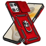 Allytechgroup Rotatable Kickstand Case for Motorola Moto G 5G 2025 / 2026, Military Grade Drop Protection Slide Camera Cover Anti-Scratch Case with Kickstand Support Magnetic Car Mount, Red
