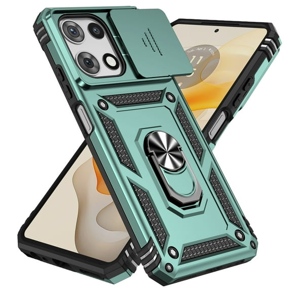 Allytechgroup Rotatable Kickstand Case for Motorola Moto G 5G 2025 / 2026, Military Grade Drop Protection Slide Camera Cover Anti-Scratch Case with Kickstand Support Magnetic Car Mount, Green