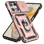 Allytechgroup Rotatable Kickstand Case for Motorola Moto G 5G 2025 / 2026, Military Grade Drop Protection Slide Camera Cover Anti-Scratch Case with Kickstand Support Magnetic Car Mount, Rosegold