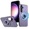 thumbnail image 1 of Allytechgroup Rotatable Ring Kickstand, Sliding Lens Cover, Full Body Protection Shockproof Lightweight Cell Phone Case for Samsung Galaxy S21, Purple, 1 of 6