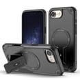 thumbnail image 1 of Allytechgroup Rugged Back Case for iPhone 16e, Compatible with MagSafe Full Body Protection Soft TPU Bumper Shockproof Anti-Scratch Magnetic Case with Kickstand for iPhone 16e, Black, 1 of 7