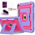 thumbnail image 1 of Allytechgroup Rugged Case for Apple iPad 9th 8th 7th Generation 10.2 inch 2021/2020/2019, Heavy Duty Protective Tablet Case with Kickstand, Pencil Holder & Detachable Shoulder Strap, Purple+Rose, 1 of 8