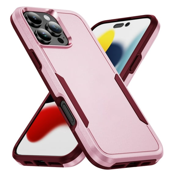 Allytechgroup Rugged Case for Apple iPhone 16 Pro, Hybrid TPU PC Back Cover Drop Proof Anti-Scratch Bumper Camera Lens Protective Phone Case Cover for Apple iPhone 16 Pro, Pink+Rose