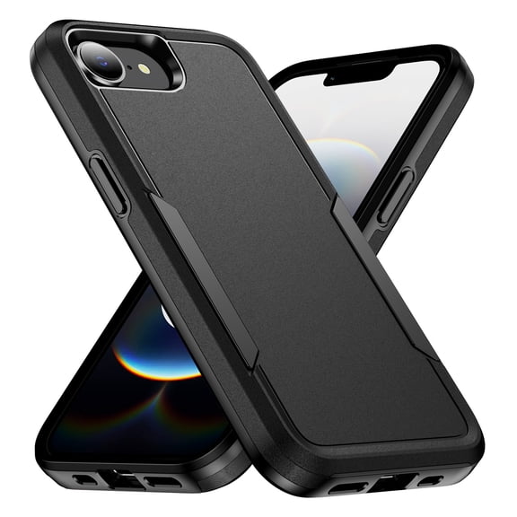 Allytechgroup Rugged Case for Apple iPhone 16e/17e, Hybrid TPU PC Back Cover Drop Proof Anti-Scratch Bumper Camera Lens Protective Phone Case Cover for Apple iPhone 16e/17e, Black